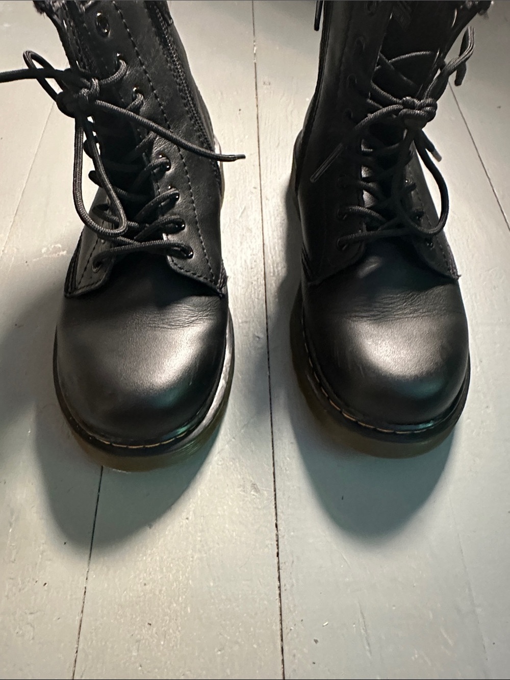 Dr. Martens Black Kids Lace-Up Combat Boots 1460 - Picture 3 of 14